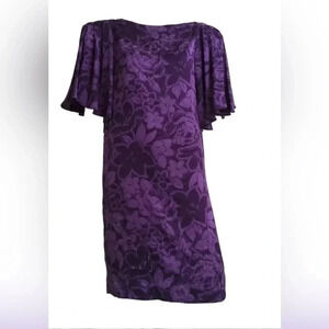 Hanae Mori for Neiman Marcus silk 80s floral dress size 8.